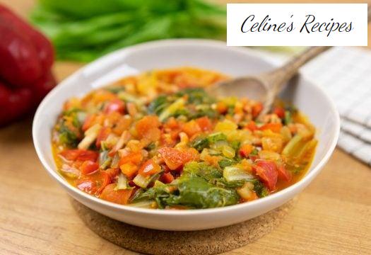 Swiss chard with bacon and tomato