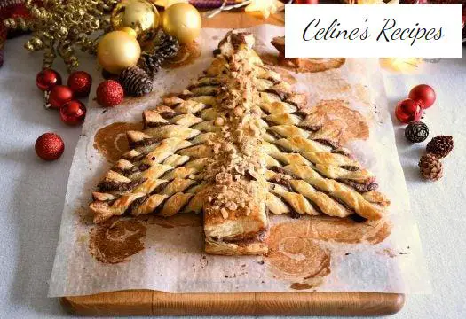 Puff pastry and chocolate Christmas tree