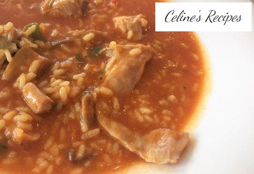 Soupy rice with rabbit