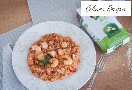 Rice with octopus and prawns