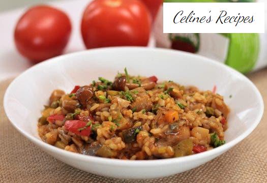 Rice with vegetables and mushrooms