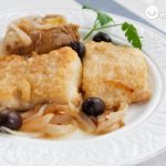 Baked cod with potatoes and onion