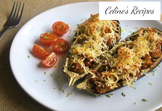 Eggplants stuffed with mushrooms and meat