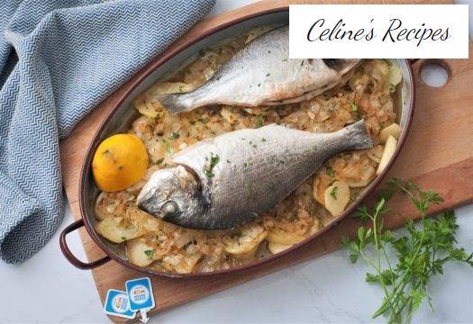 Baked sea bream with baked potatoes