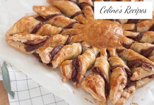 Puff pastry flower with chocolate
