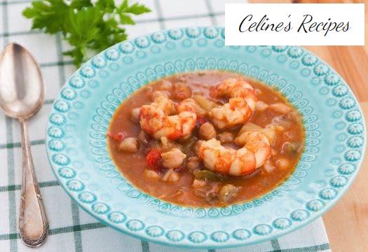 Chickpeas with prawns