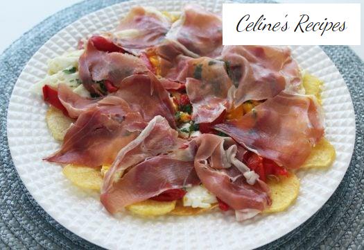 Broken eggs with ham