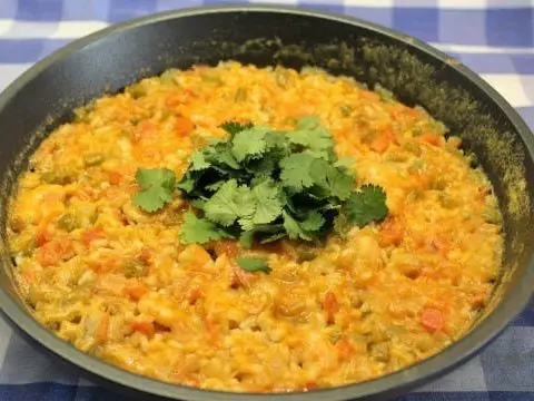 Rice with monkfish or Tamboril. Portuguese recipe