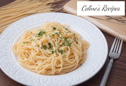 Spaghetti or linguine with Alfredo sauce