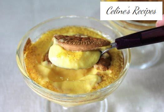Homemade custard with cookies
