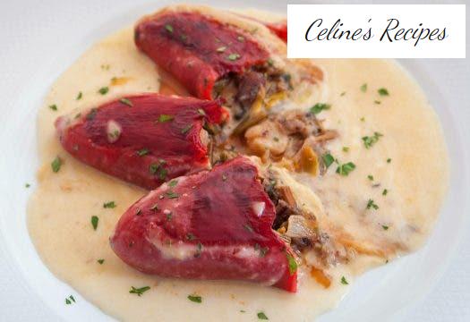 Peppers stuffed with morcilla