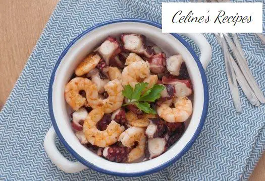 Octopus with garlic prawns