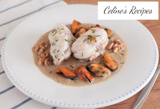 Monkfish in walnut sauce