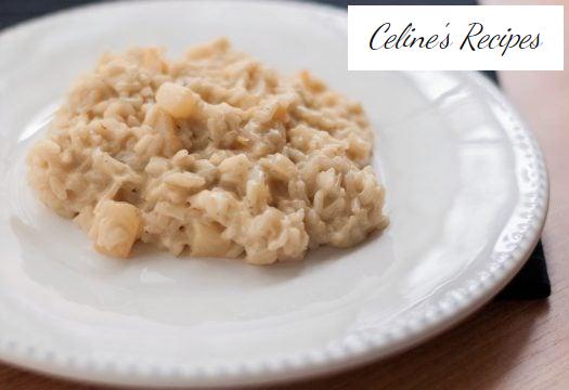 Pear and gorgonzola risotto. Italian recipe