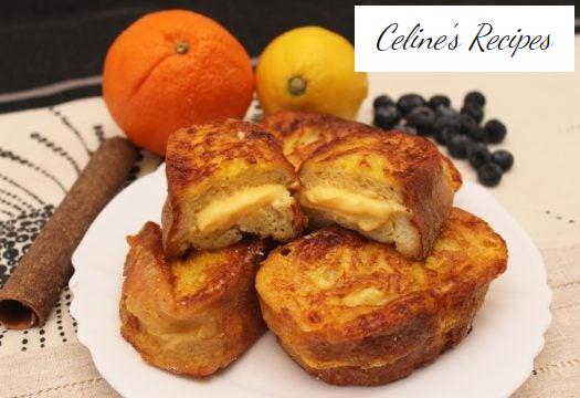 French toast filled with pastry cream