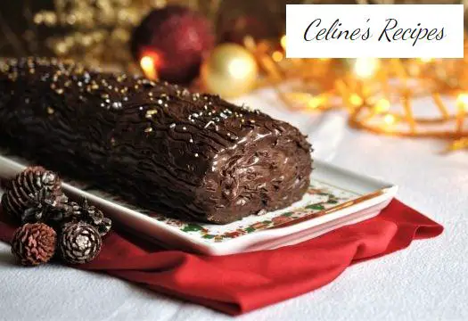 Chocolate trunk filled with mascarpone. Christmas dessert