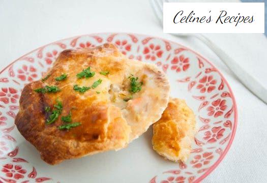 Scallops stuffed in puff pastry