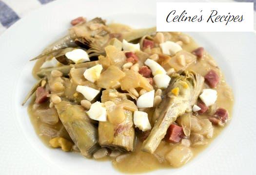 Artichokes with ham and egg