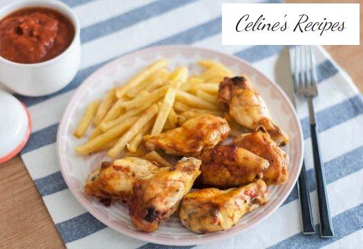 Baked chicken wings with barbecue sauce