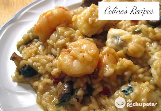 Rice with monkfish and prawns