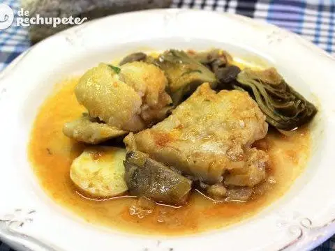 Stewed cod with artichokes