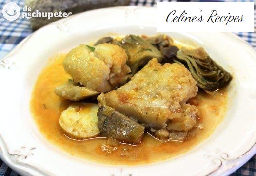 Stewed cod with artichokes