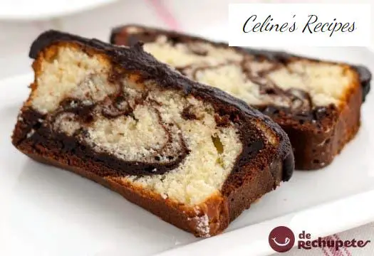 Marble or marbled sponge cake with chocolate
