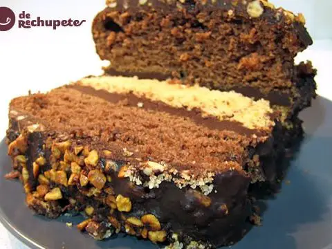 Two-tone sponge cake with chocolate