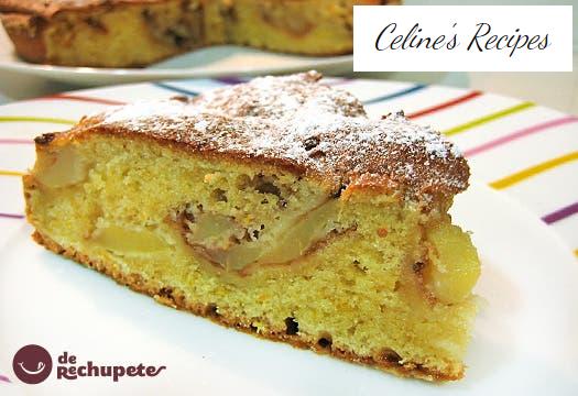 Apple sponge cake with walnuts