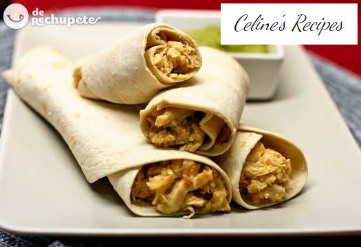 Beef burritos with San Fernando sauce. Mexican recipe