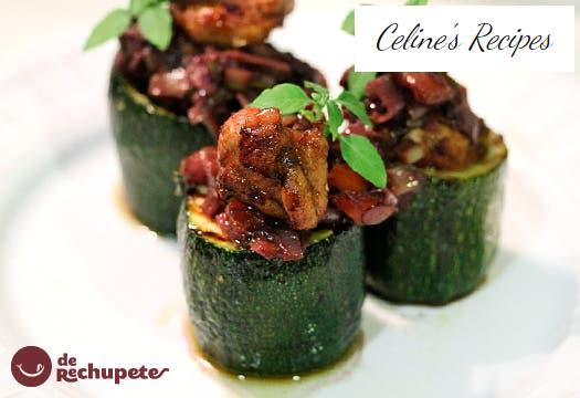 Zucchini stuffed with ratatouille and chicken tenderloin.