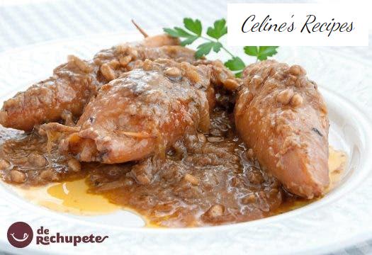 Squids stuffed with onion sauce