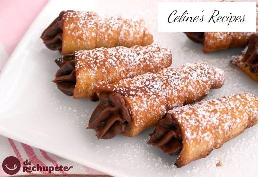 Fried canes filled with chocolate
