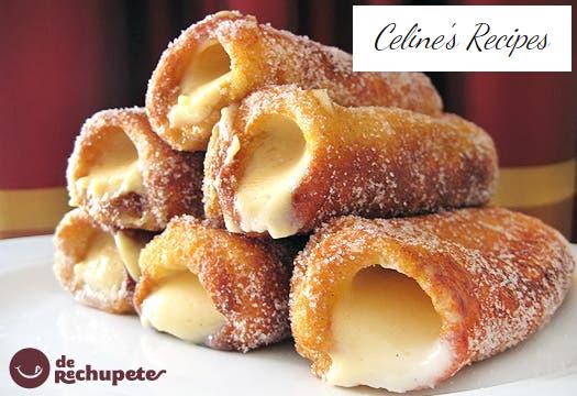 French toast eclairs filled with cream. Step by step recipe