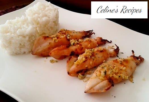 Grilled squid or squid with white rice