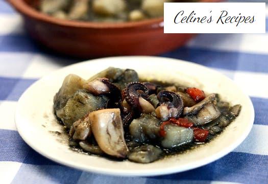 Chocos or cuttlefish stew in its ink