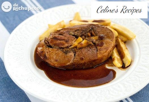 Baked stuffed leg of lamb