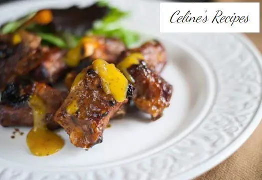 Caramelized ribs with mustard and honey