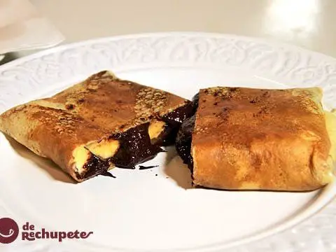 Palatschinken or crepes filled with chocolate and banana
