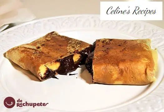 Palatschinken or crepes filled with chocolate and banana
