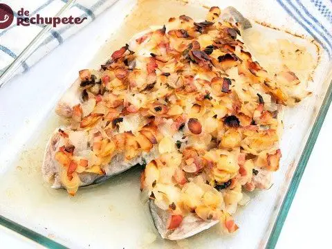 Baked sea bream with almonds