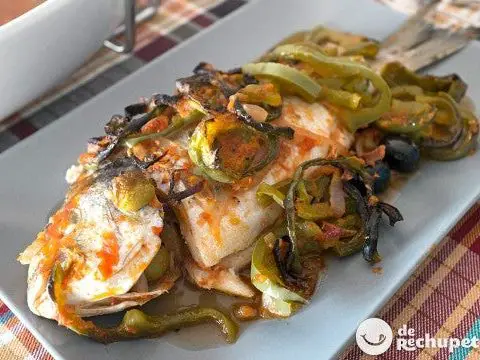 Baked sea bream with olives