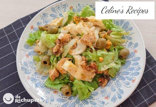 Chicken salad with Arzúa cheese and walnuts