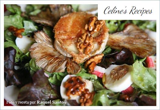 Warm mushroom and goat cheese salad