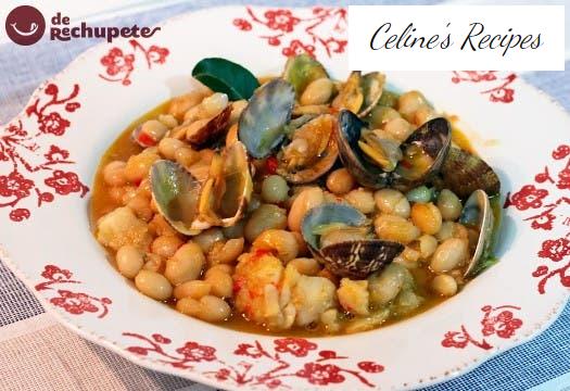 Fabes with cod and clams