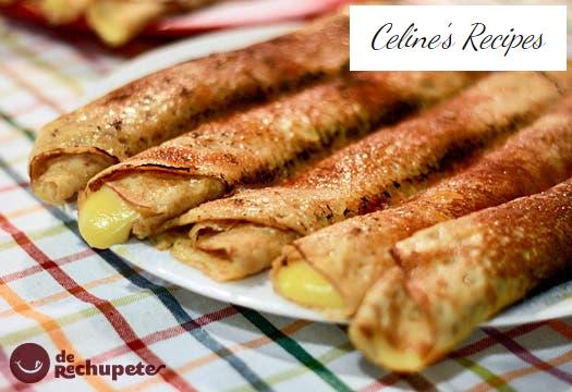 Caramelized pancakes filled with pastry cream