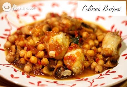 Chickpeas with mushrooms and monkfish. Autumn recipe