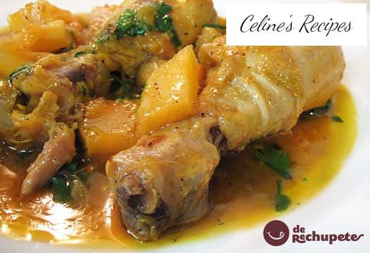 Chicken stew with pineapple, ginger and coriander.