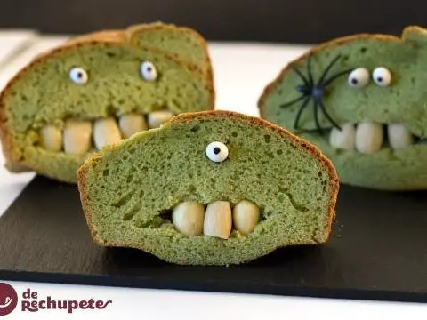 Frankenstein sponge cake. Halloween recipe
