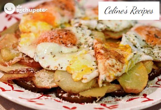 Broken or smashed eggs with tomato and Idiazabal cheese